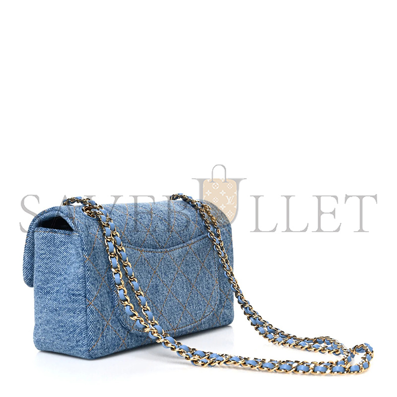 CHANEL DENIM MINI SOUPLISSIMO FLAP BLUE AS6627 (20*12*7cm)